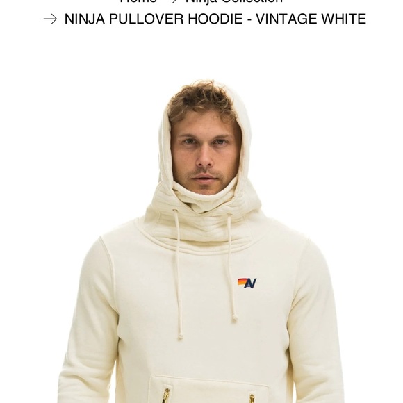 Aviator Nation Other - Aviator Nation Ninja Pullover Hoodie - Vintage White XL